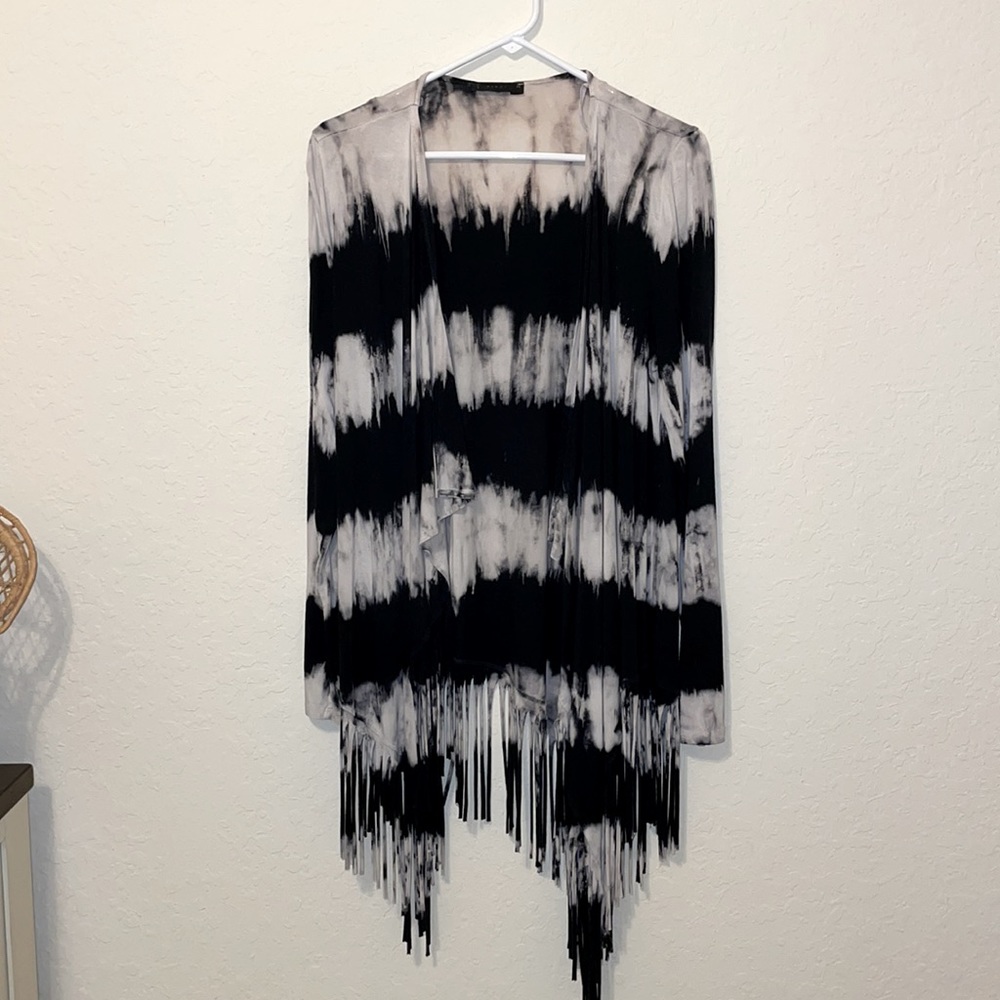 Black Tie Dye Fringe Bohemian Kimono, Stevie Nicks Style ✌🏼